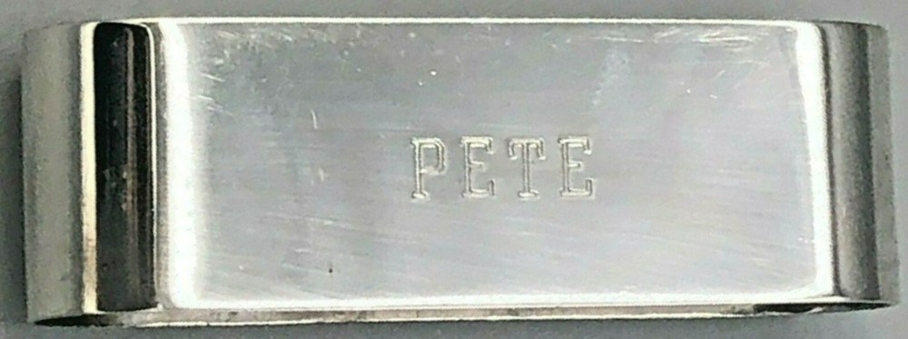 Vintage Sterling Silver Napkin Ring "Pete" name engraving