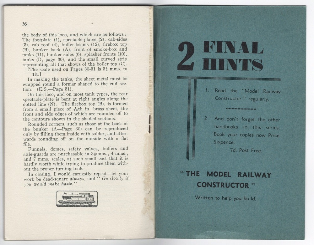 1936 DESIGNING BUILDING MODEL LOCOS MODEL RAILWAY CONSTRUCTOR HANDBOOK NO1