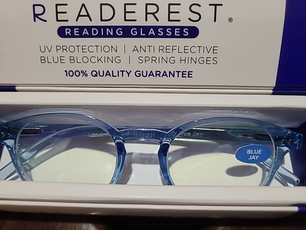 Readerest Blue Light Blocking Reading Glasses (Blue Jay +2.00 Magnification)