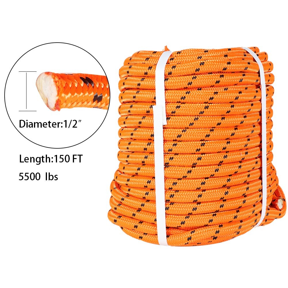 150ft Double Braid Polyester Rope Rigging Rope 1/2in Breaking Strength