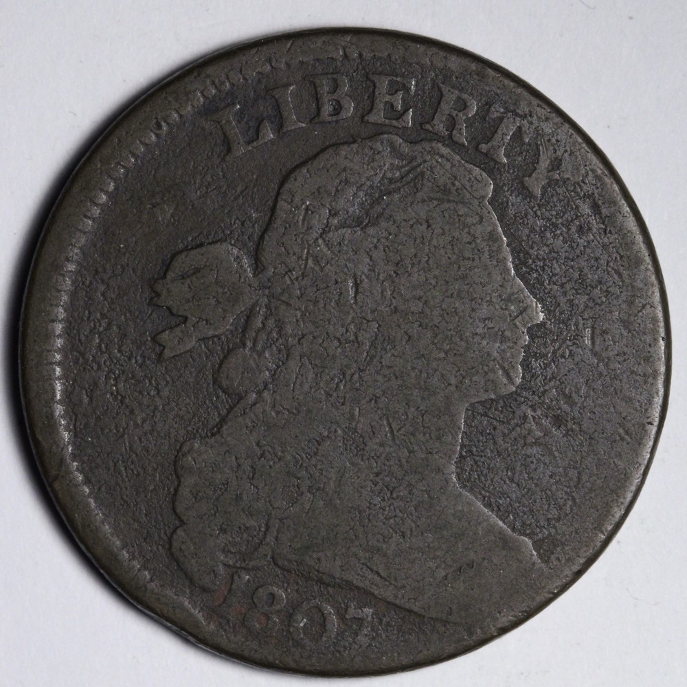 1807 Rotated REV. Draped Bust Large Cent VG/FINE E116 TSPJ