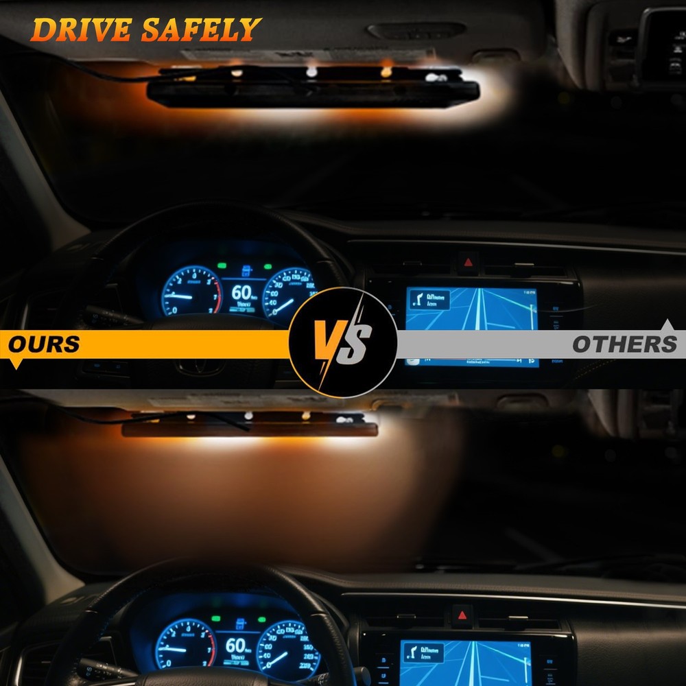 Amber/White 64 LED Warning Light Bar Windshield Flash Lamp Emergency Strobe