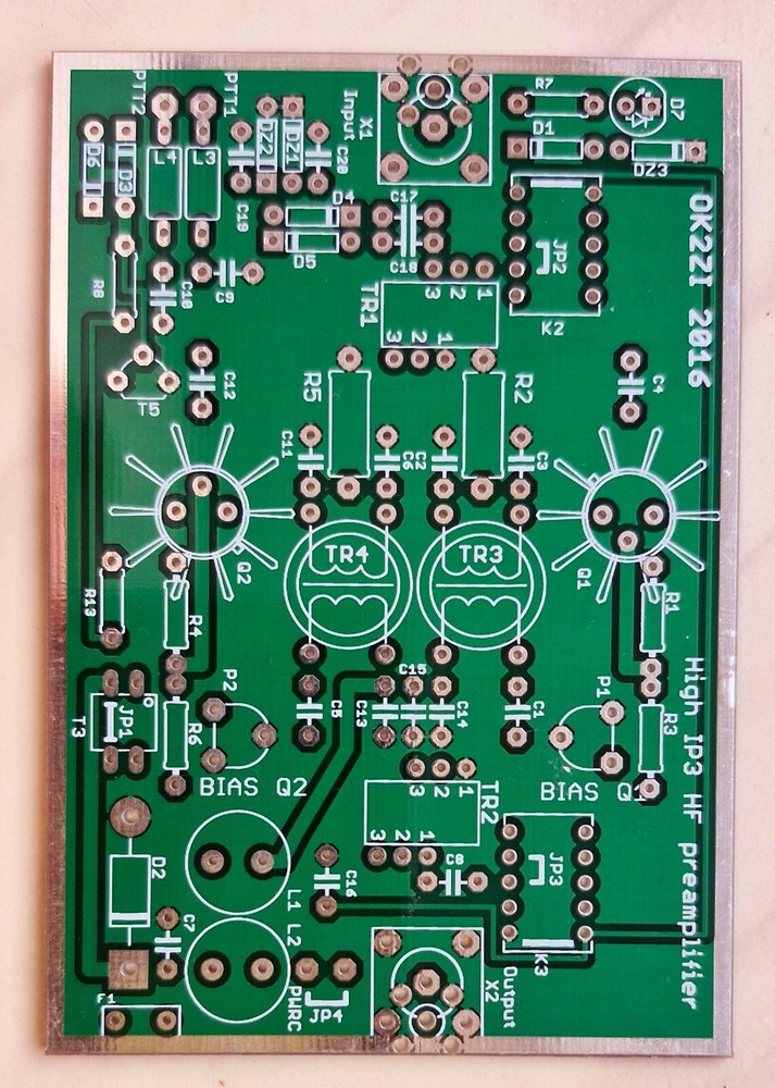 Push-pull HF preamplifier high IP3 bare PCB