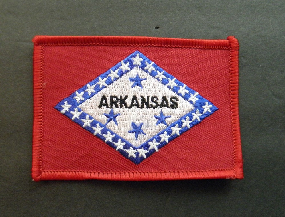 ARKANSAS US STATE FLAG IRON ON PATCH 3.2 INCHES