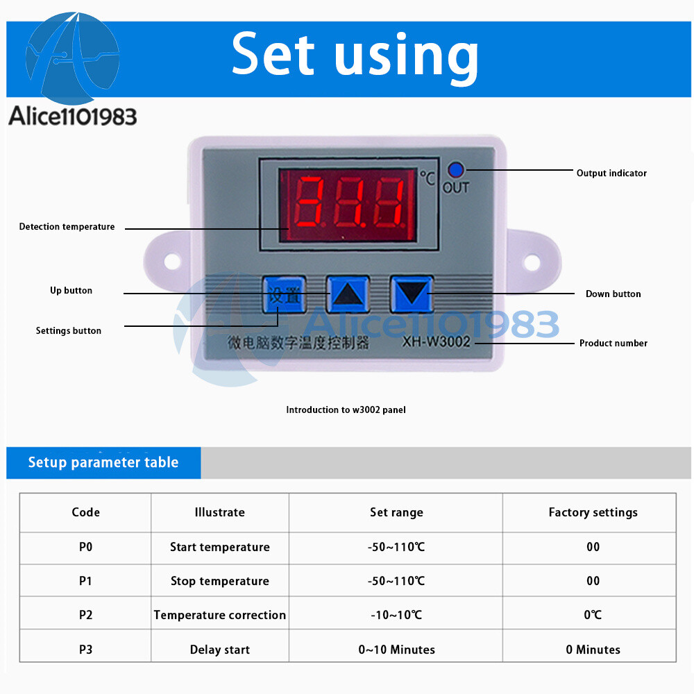 DC 12V XH-W3002 Digital LED Temperature Controller Thermostat Control Switch NTC