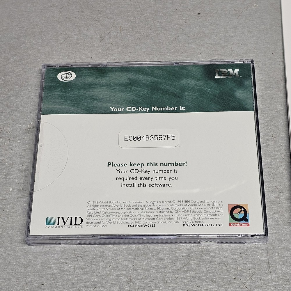1999 World Book Multimedia Encyclopedia CD-ROM + User Guide IBM