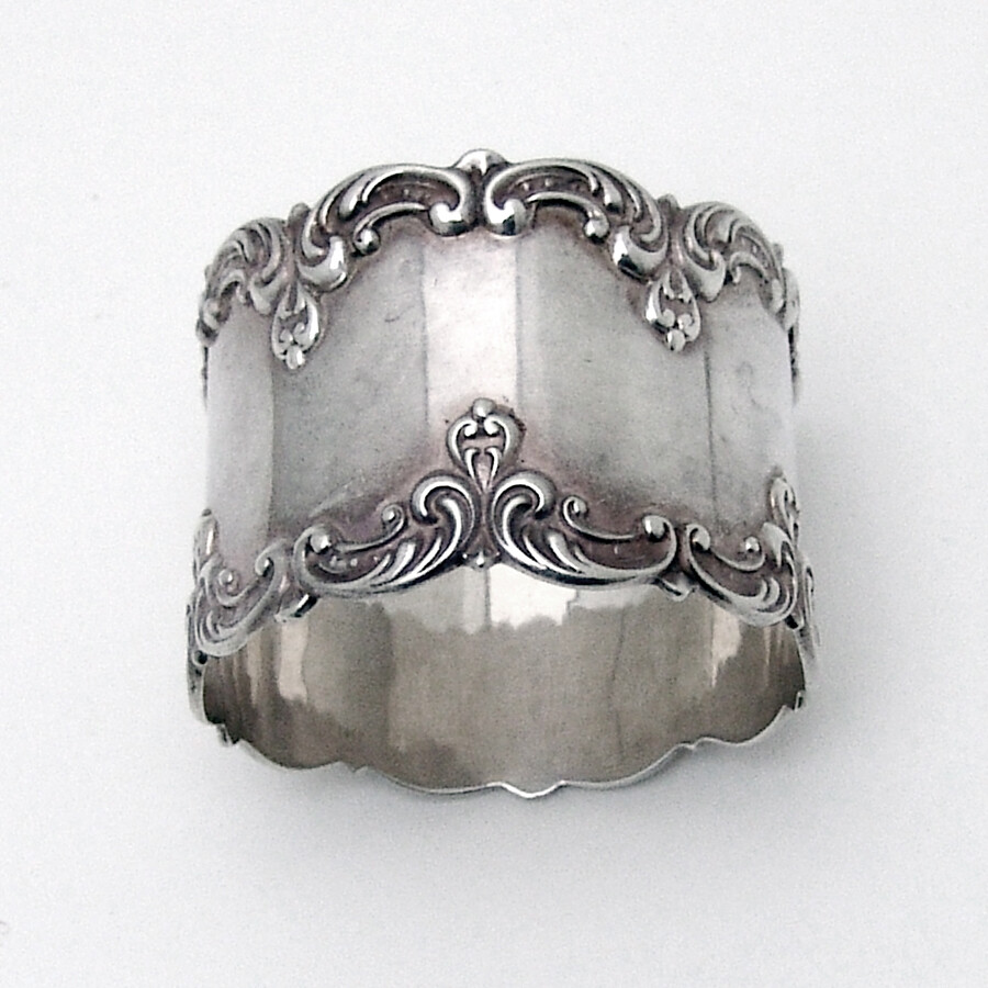 Scroll Border Napkin Ring Gorham Sterling Silver Mono Karl