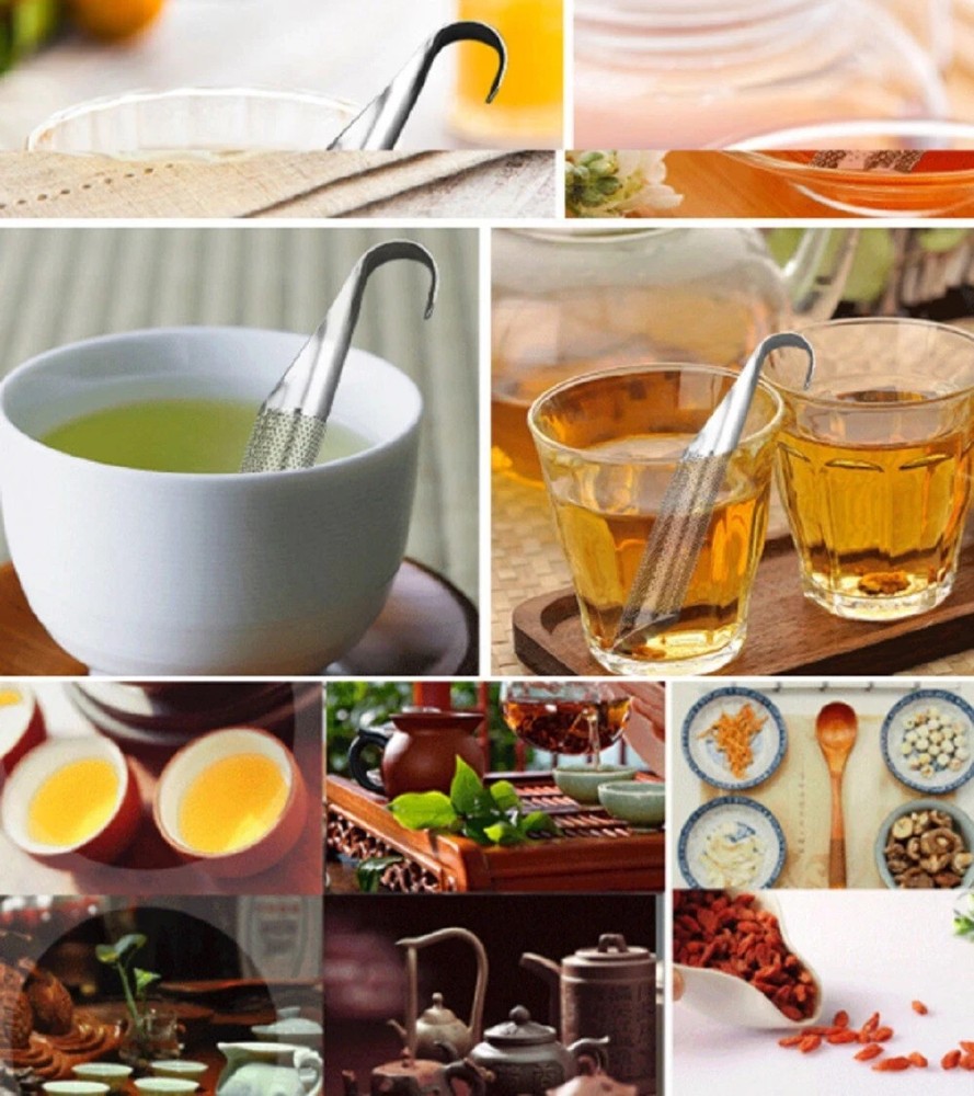 Stainless Steel Tea Diffuser Stick Loose Leaf Infuser Strainer w/ Hook Handle