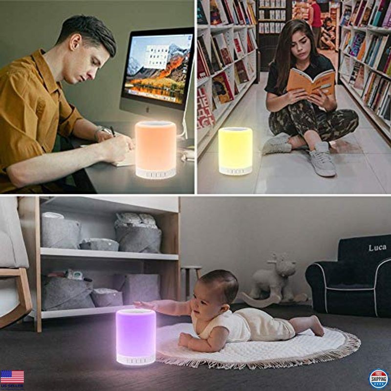 Elecstars Touch Control Bedside Lamp with Bluetooth Speaker - Dimmable Light