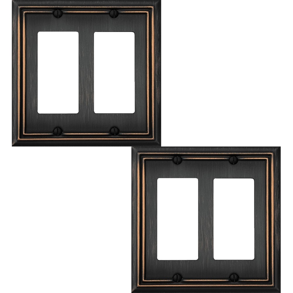 Double Decorator Light Switch Cover Adler Metal Wall Plate, 2-Pack Aged Bronz...
