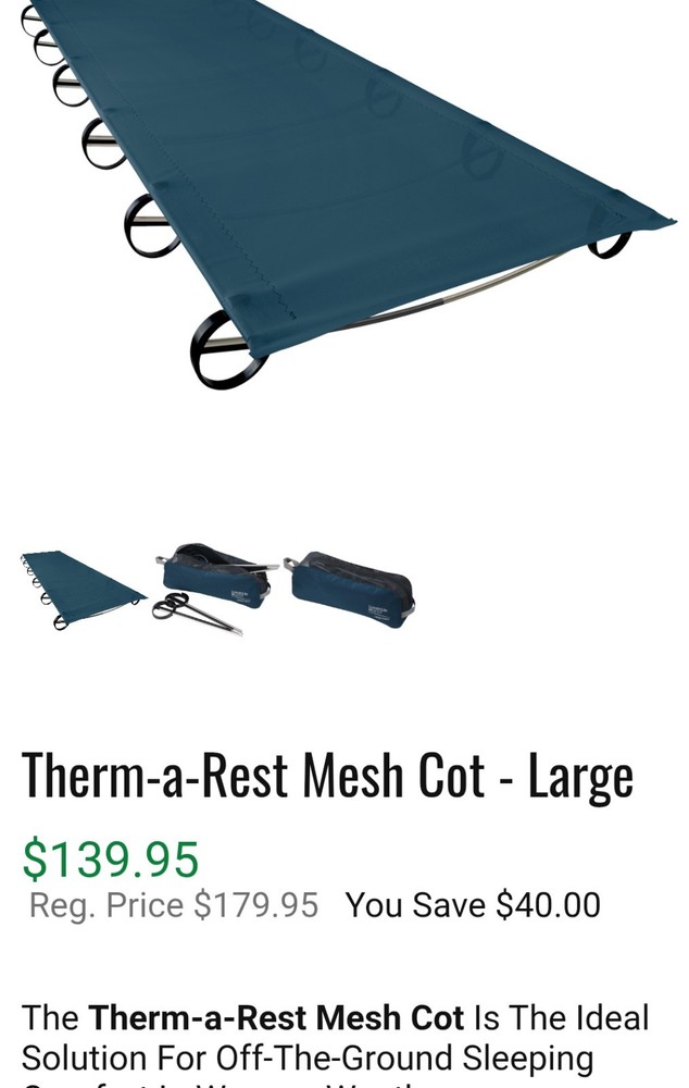 Thermarest Luxury Lite Cot 26x74 Inch