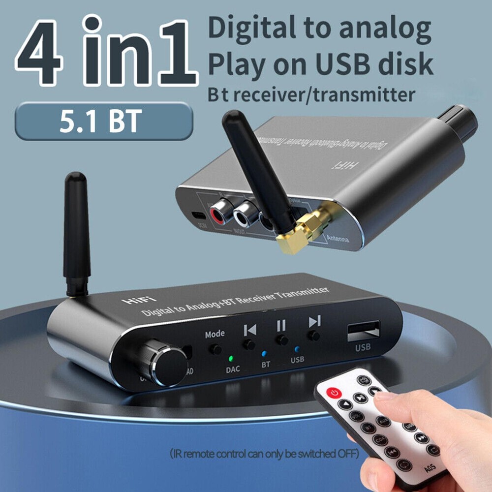 USB-C Type Bluetooth Digital to Analog RCA Audio Adapter Receiver Transmitter