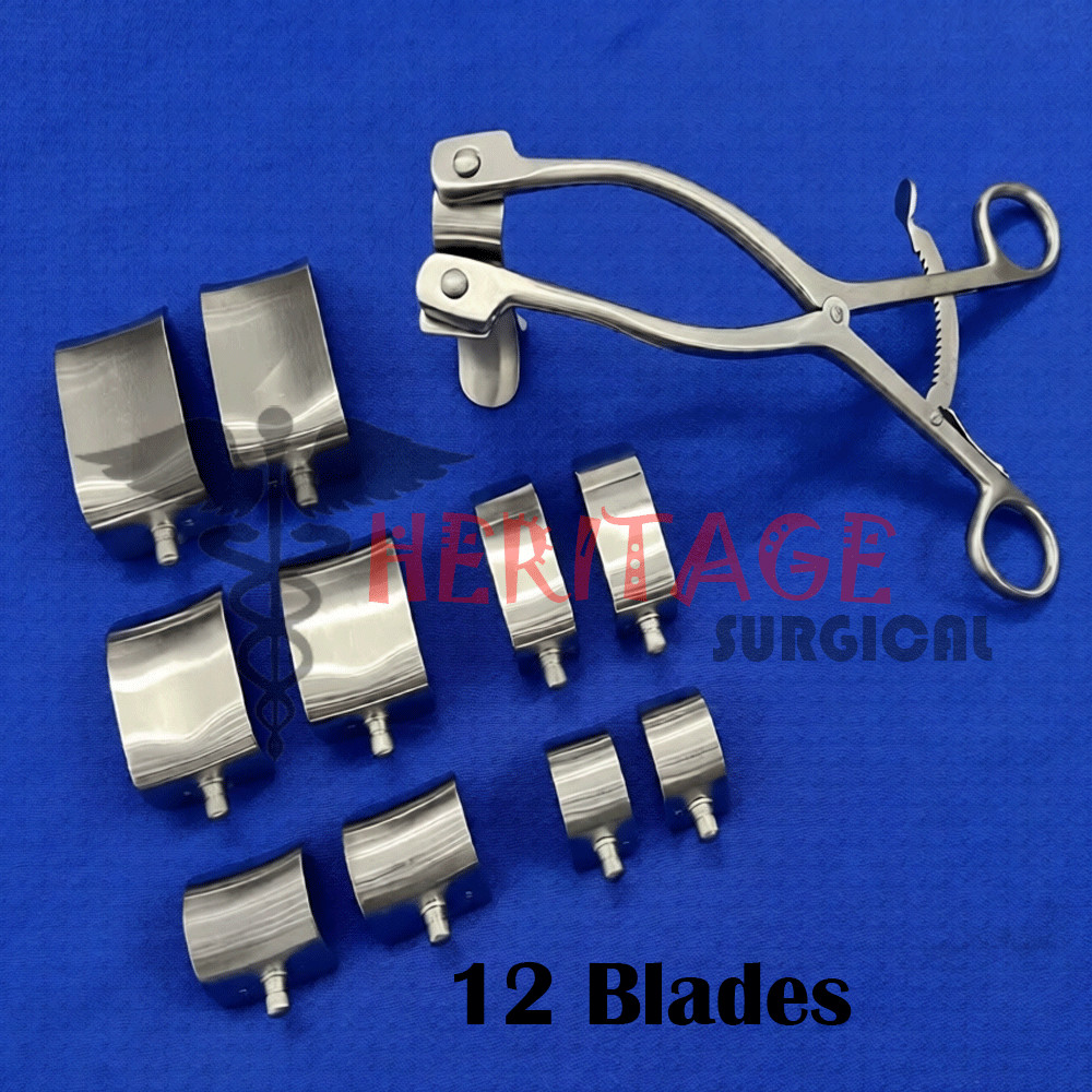 Kolbel Retractor Complete Set With 12 Blades Orthopedic Instruments