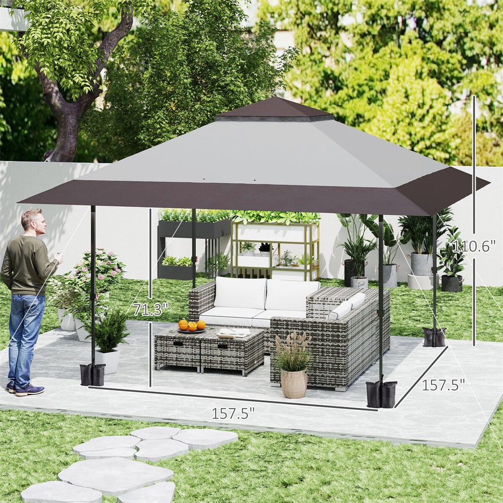 Pop Up Gazebo Canopy Tent Light Gray