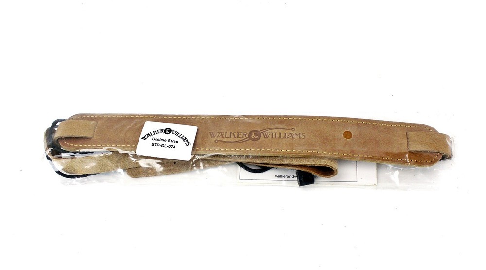 Walker & Williams U-74 Soft Tan Leather Adjustable Uke Strap for Soprano Ukes