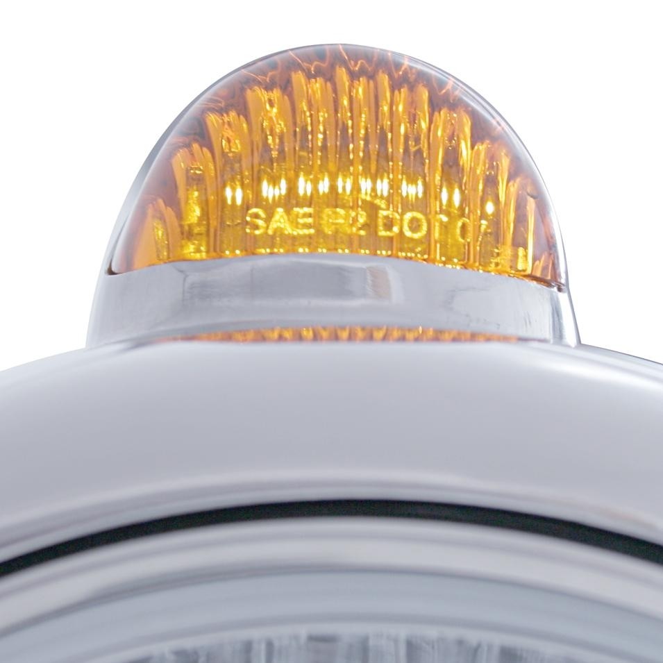 GUIDE Headlight, Dual Function, Stainless, 6014 Bulb - Amber LED/Amber Lens Turn
