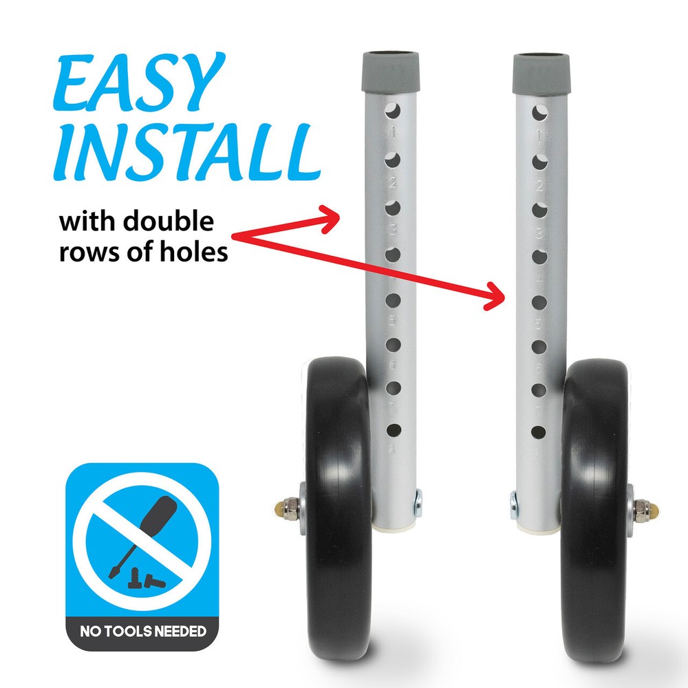 Top Glides Vortex Universal 7 Inch Walker Replacement Wheels Kit - LEGS & GLIDES