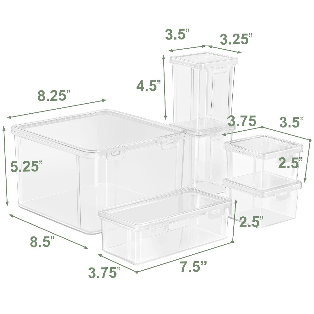 6-Piece Sewing and Craft Material Storage Container Set with Lids