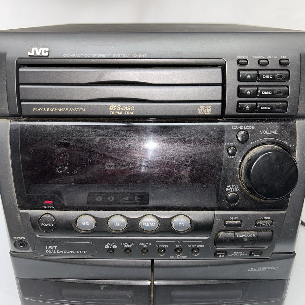 JVC MX-D4T Tuner Component Amp 3 Disc CD/Cassette Player Hi Fi System - POWERS