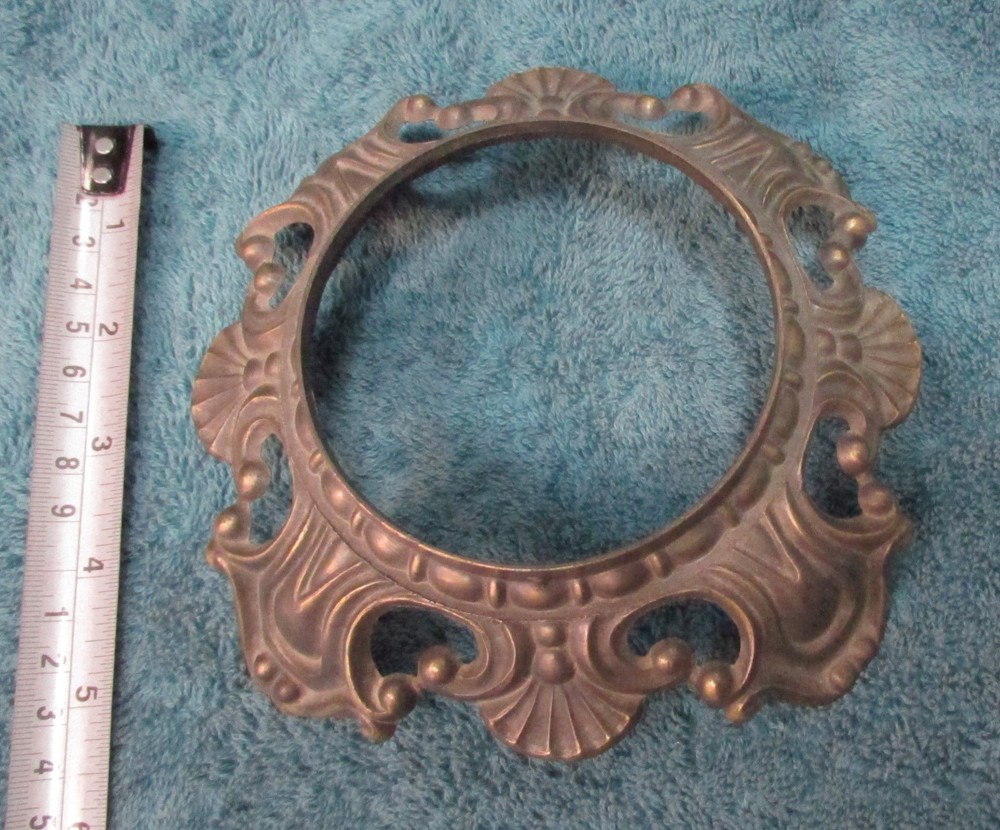 6⅝" Round Ornate Victorian or Rococo Style BRASS LAMP BASE w Scrollwork & Shell