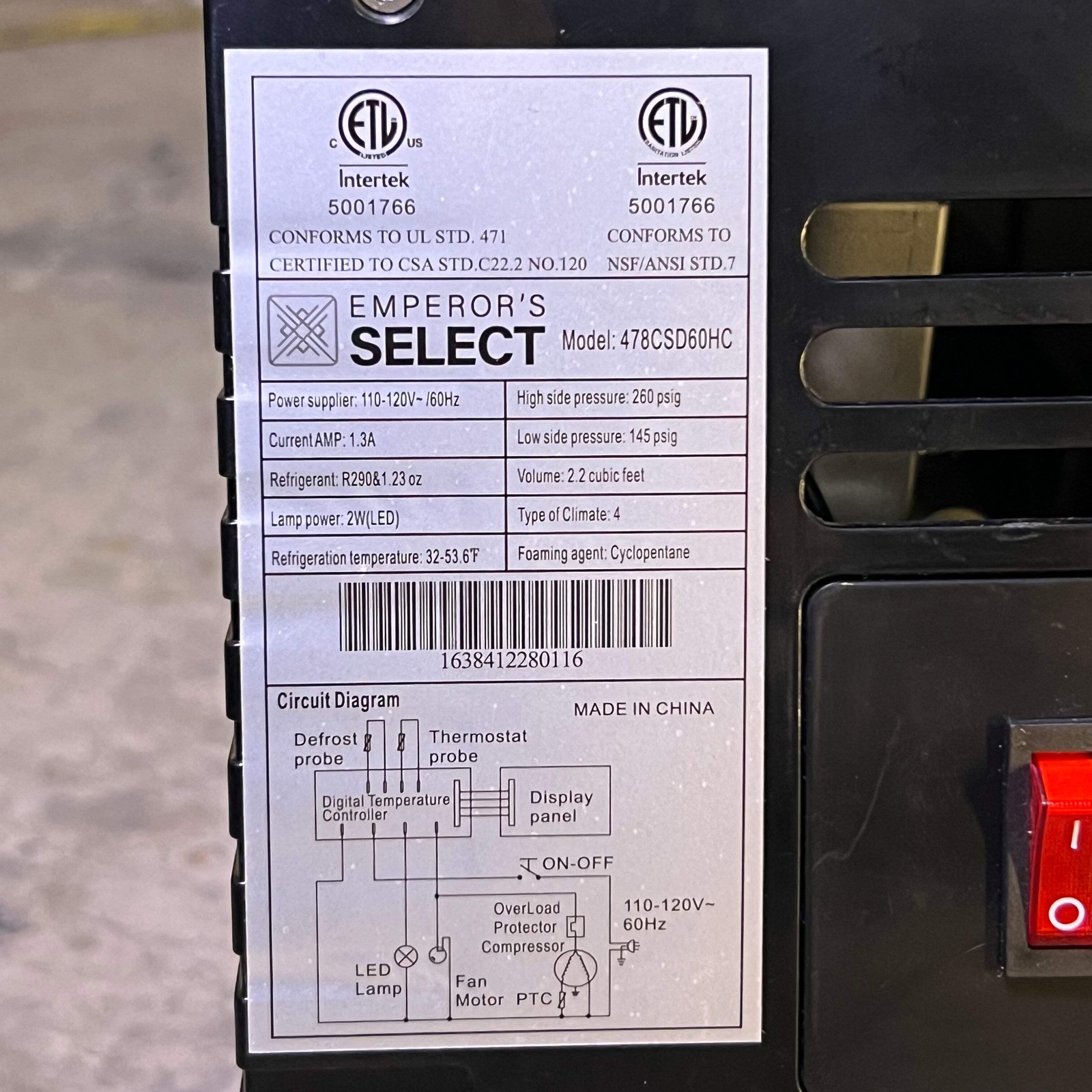 EMPEROR'S SELECT CSD-60 Countertop Refrigerated Sushi Display Case 115V 1/6HP Sz