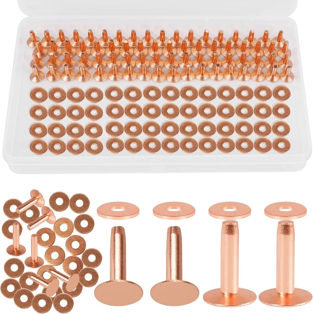 154pcs copper rivets for leather 12 smooth leather rivets without pattern pure