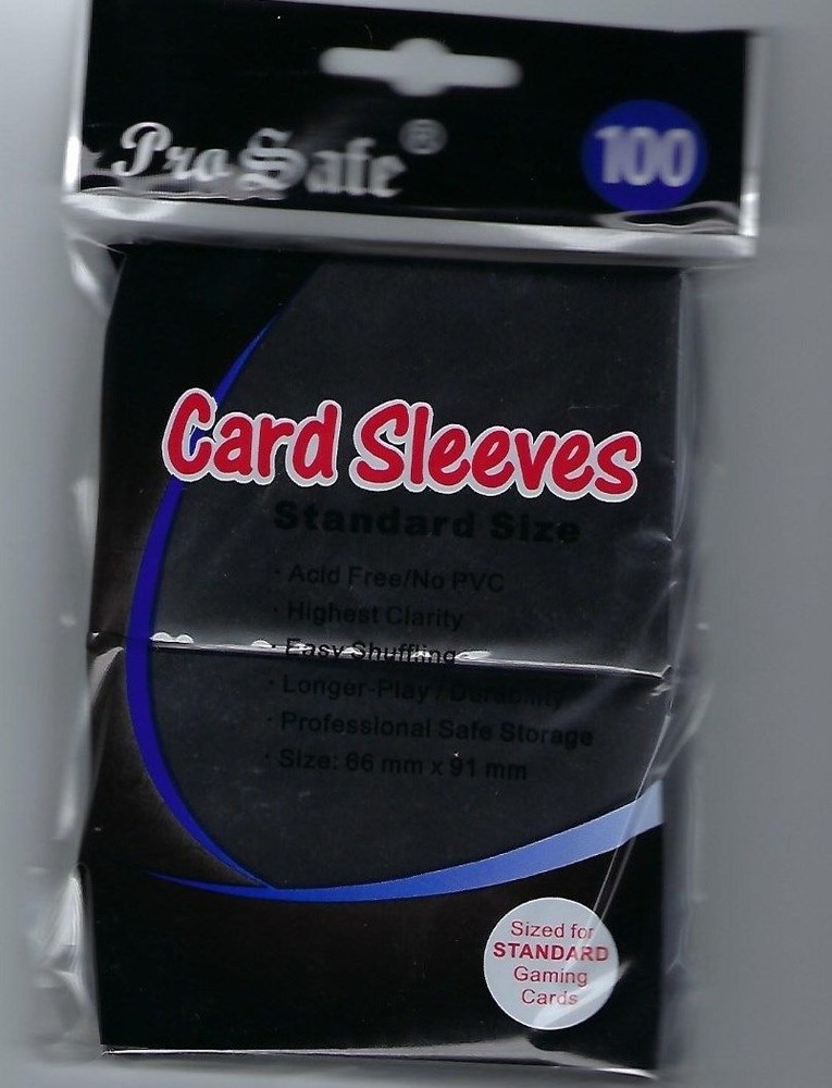 100  Pro-Safe Sandard Black Size Deck Protector Sleeves