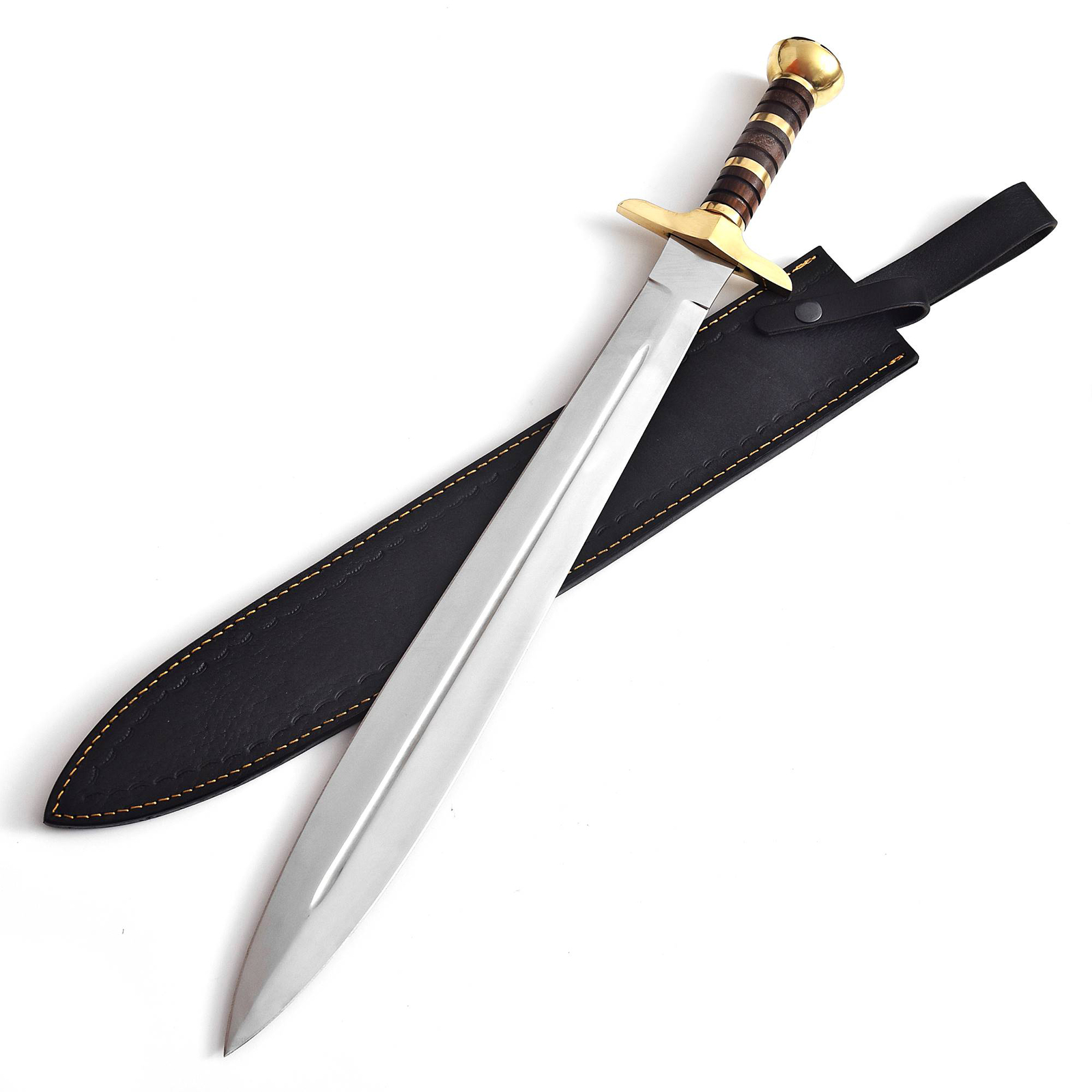 Handcrafted Battle Ready Short Sword Stainless Steel Blade Brass Guard & Sheath