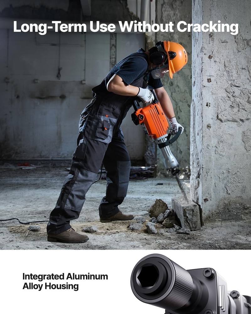 Heavy Duty Demolition Jack Hammer with 4 Chisels & Vibration Control Handle