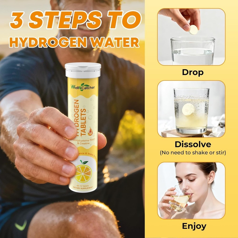 Hydrogen Tablets for Drinking Water: Molecular Hydrogen Tabs 12.4PPM with Magnes