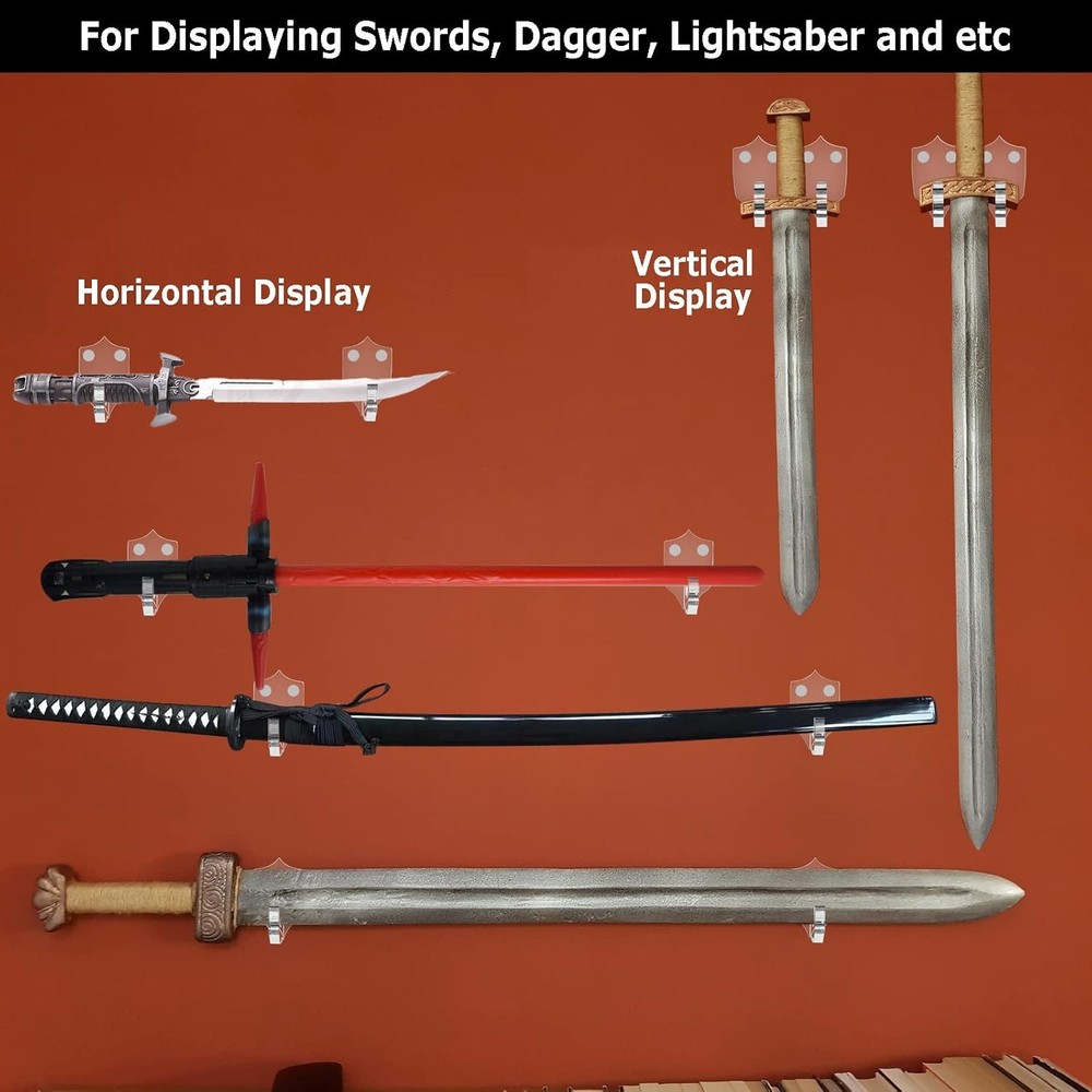 Cosmos 1 Set Acrylic Sword Wall Mount Display Holder Hook Multi