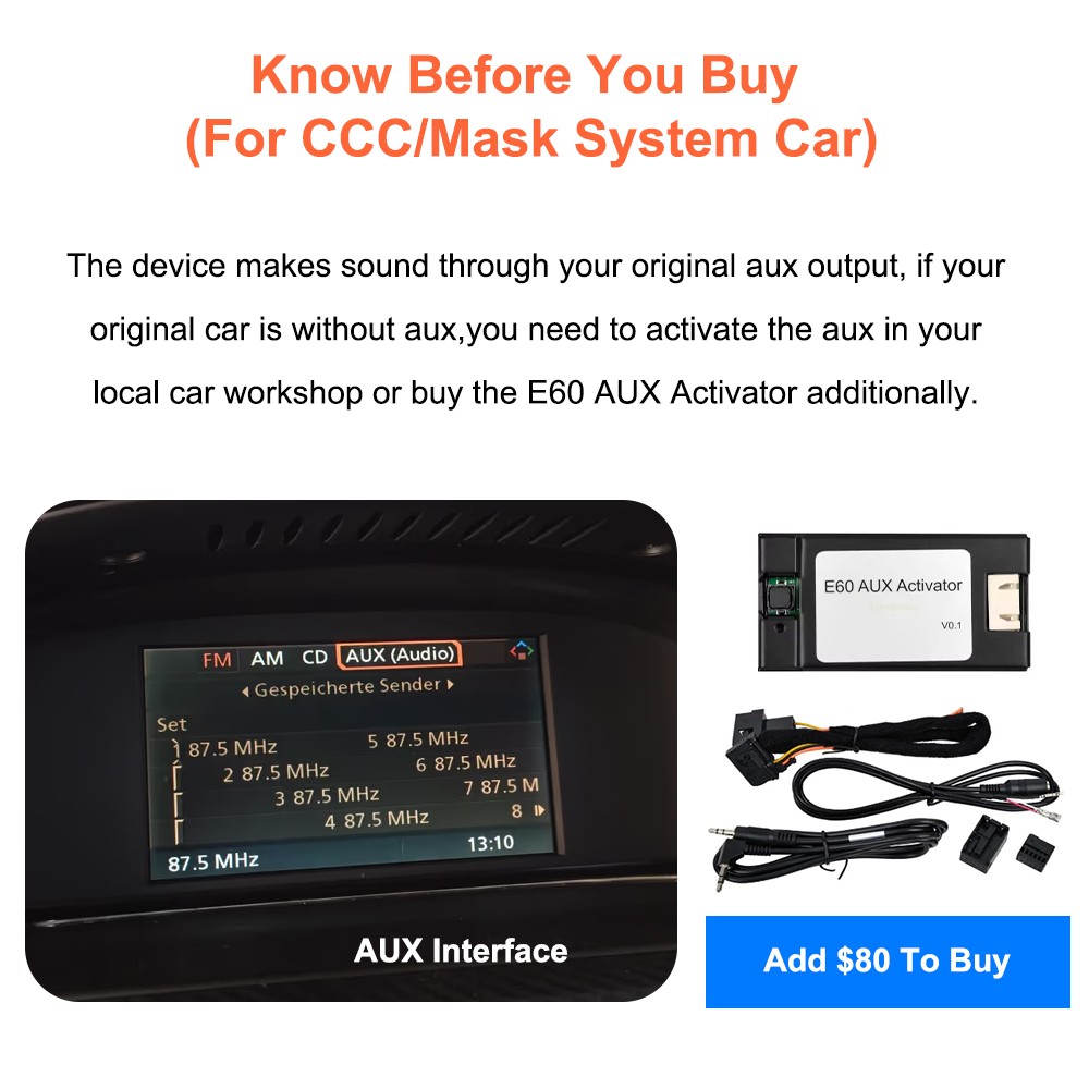 Wireless CarPlay Android Auto Touchscreen For BMW E90 E91 E92 E93 E60 E61 CCC