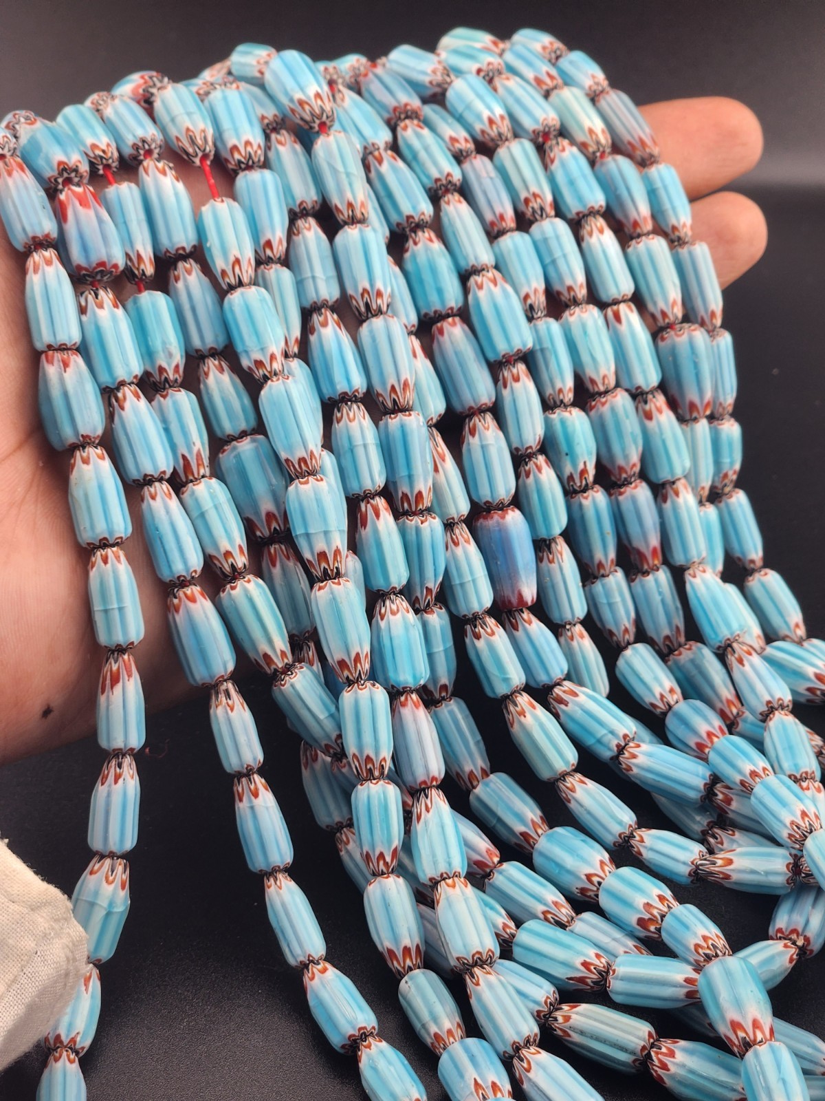 Vintage Venetian Style Chevron Trade Beads 7mm Beautiful Strings