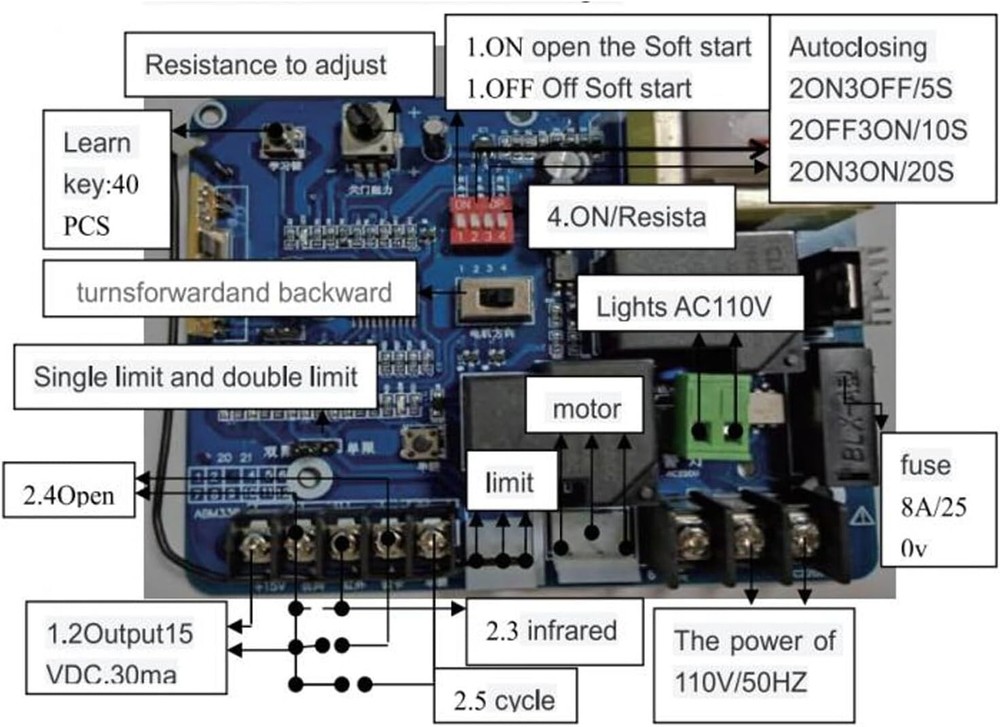 Universal Sliding Gate Opener Circuit Board, Remote Control Capability, 30m R...