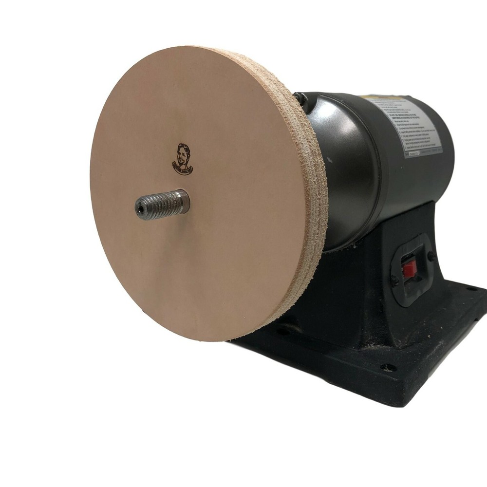 6" (3/4" Width) Leather Honing Wheel - Fits 1/2" Arbor - Buffing Compound Incl