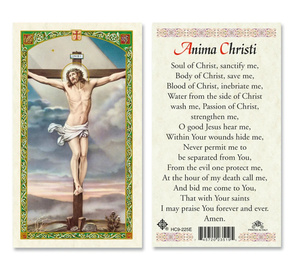 Laminated "Anima Christi" Holy Prayer Card Catholic