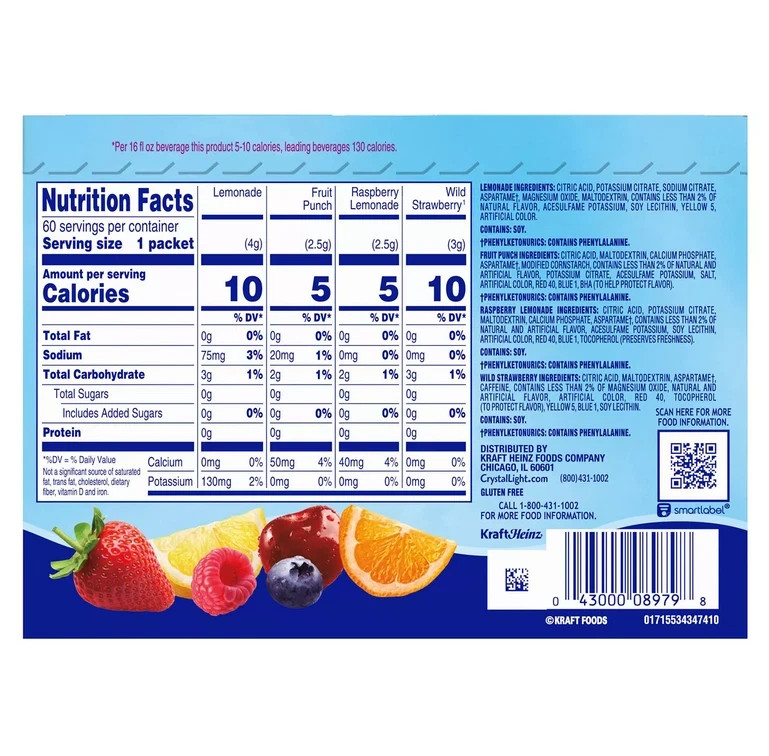Crystal Light Variety Pack Drink Mix Packets 60 pk.