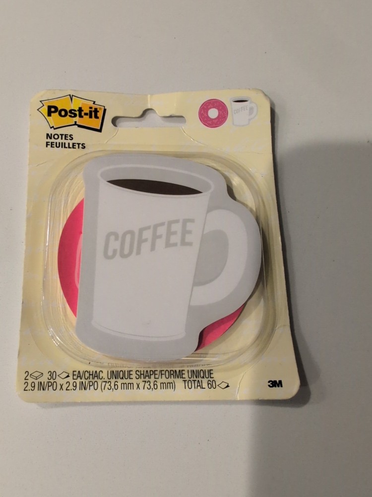 Post It Notes "COFFEE"  Note Pads 60 Sheets Total coffee and donuts Sealed