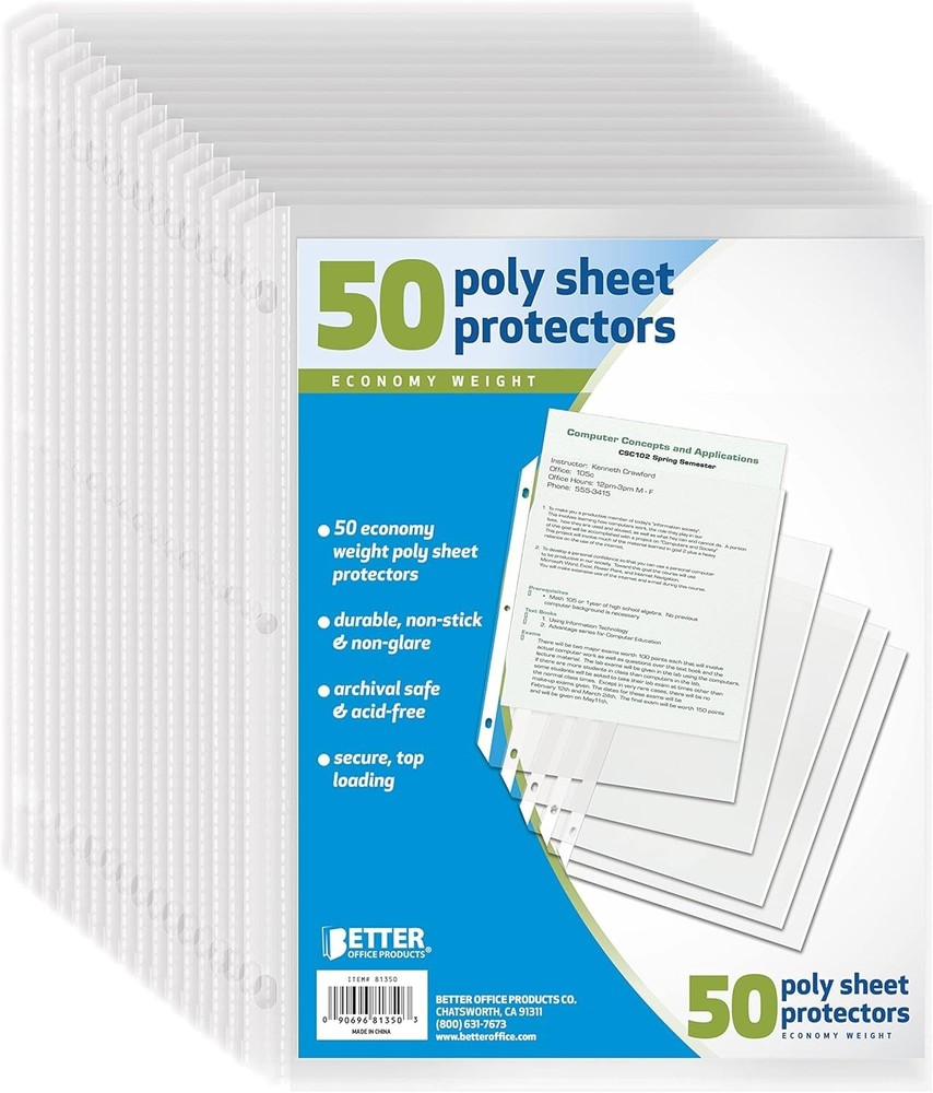 Better Office Sheet Protectors, 50 Pack