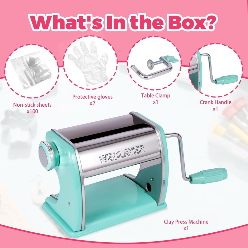 Polymer Clay Press Machine,Clay Roller Machine,Includes Non-Stick Sheets,Glov...