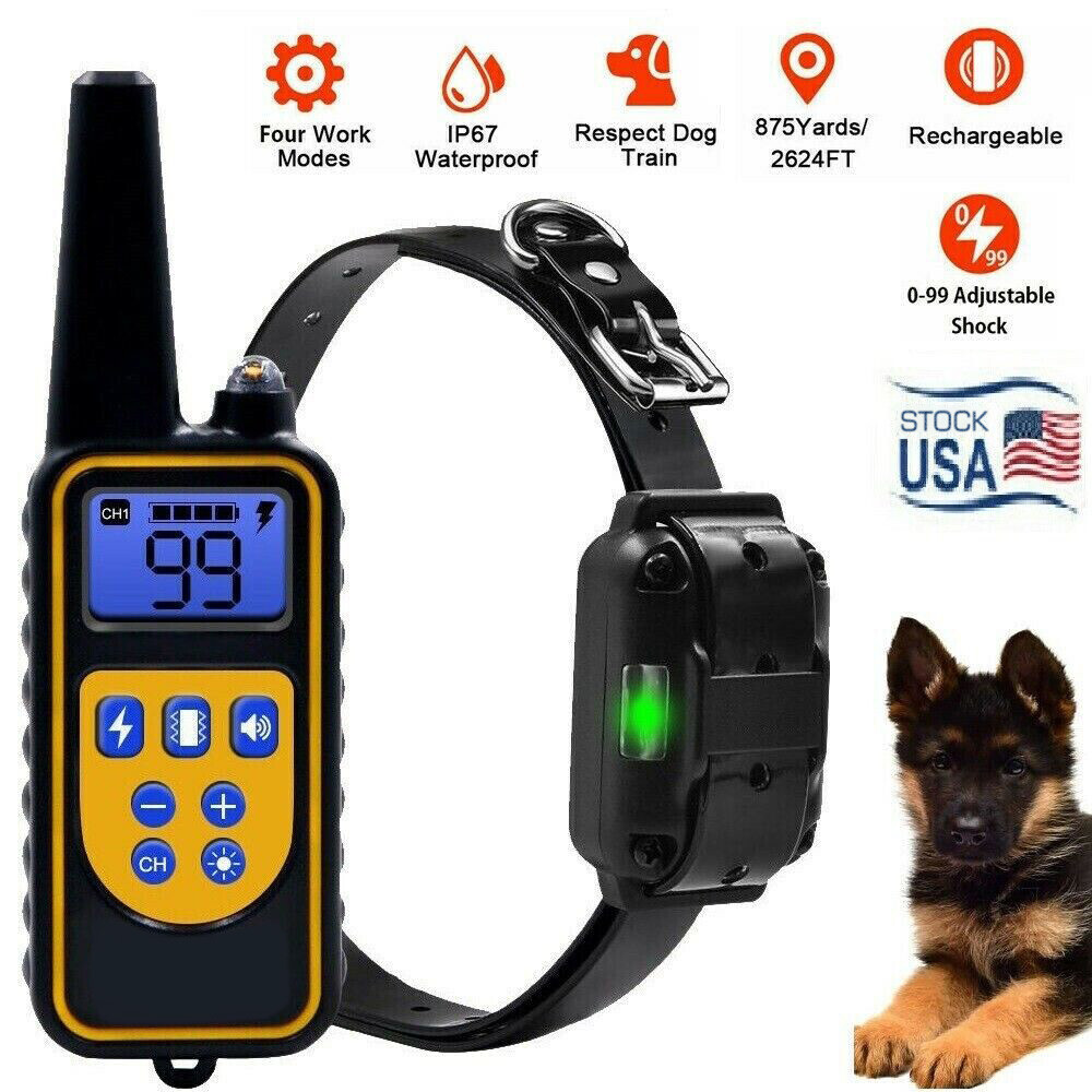 2900 FT Dog Training US Collar Rechargeable Remote Shock PET Waterproof Trainer