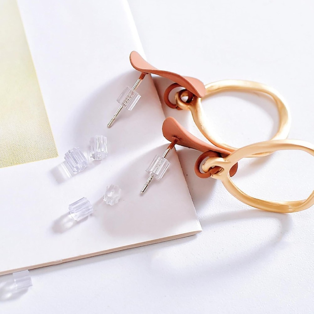200PCS Clear Silicone Replacement Earring Backs for Stud and Fishhook Earrings
