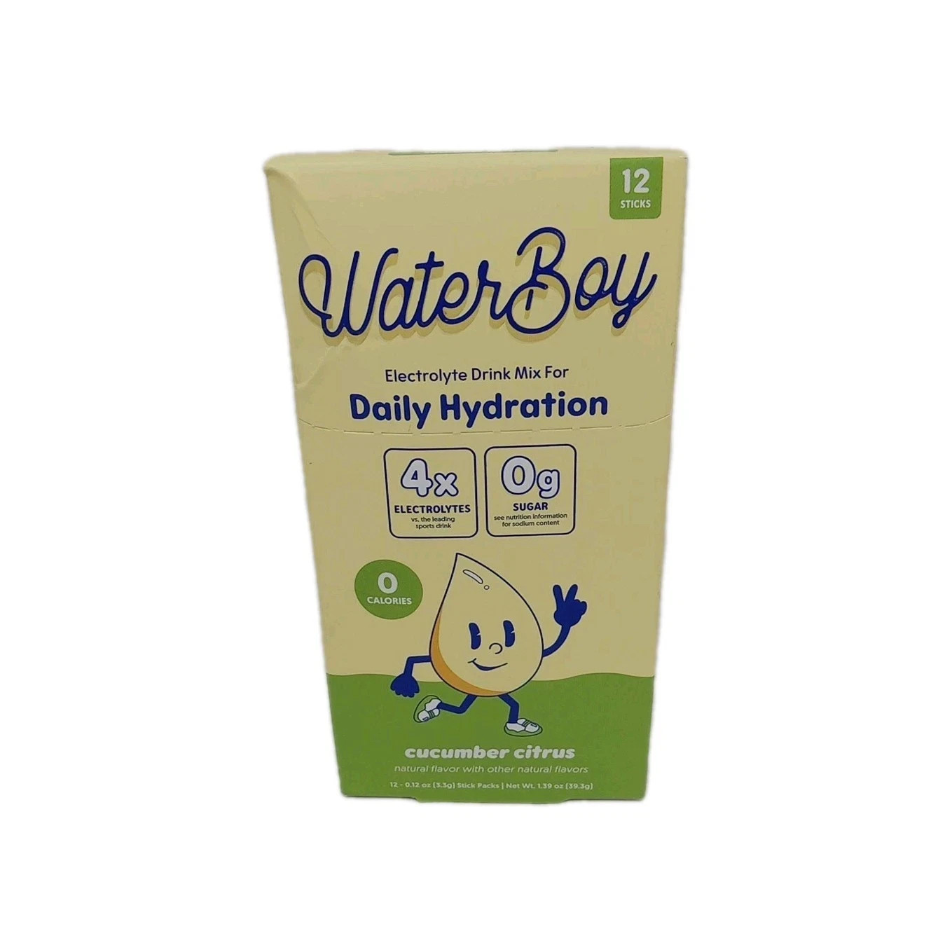 Water Boy Daily Hydration Cucumber Citrus Flavored Electrolyte Drink Mix 12 Ct.