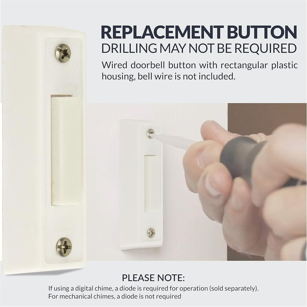 Unlighted Doorbell Button, 1-Pack, White