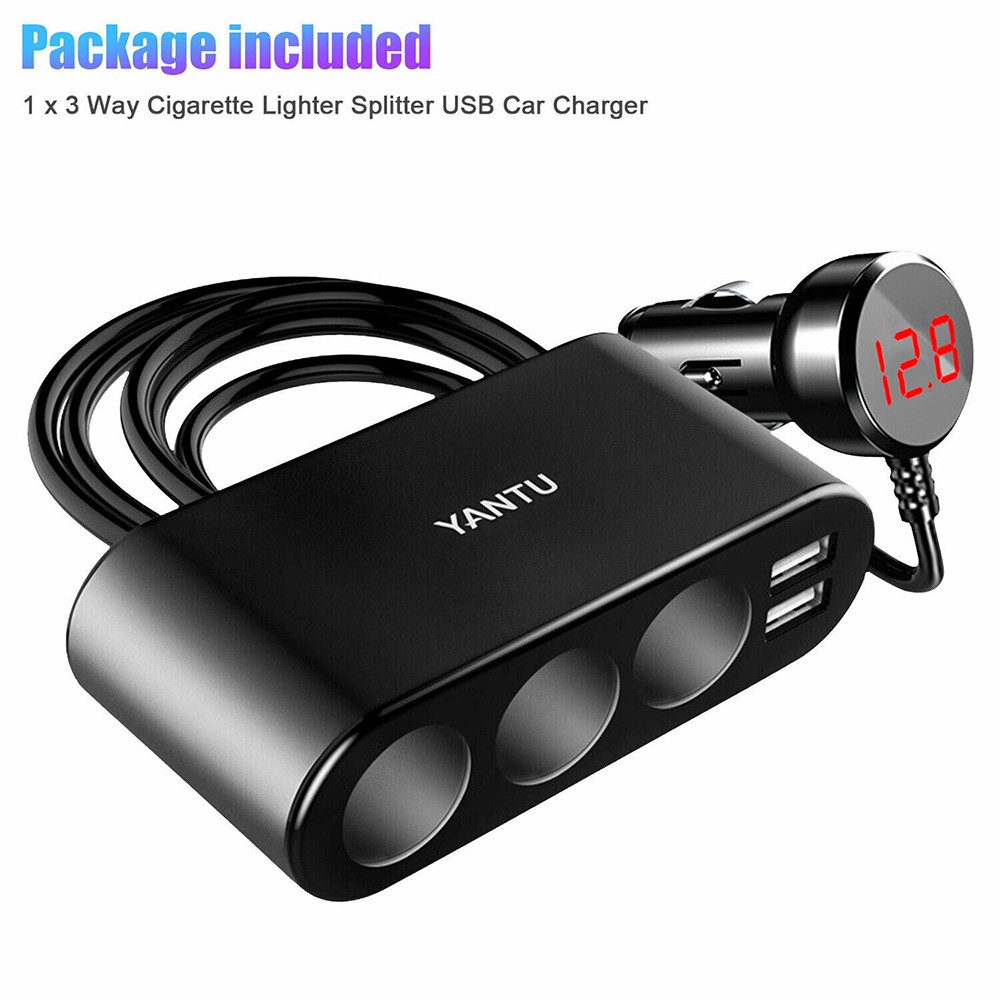 3 Way Multi Car Cigarette Lighter Socket Extension Splitter USB Charger DC 12V