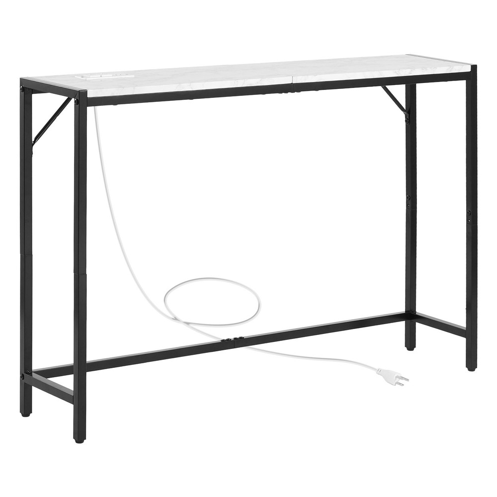 [New]Marble Console Table,Modern Narrow Long Console Table w/Power Outlet,Thin S