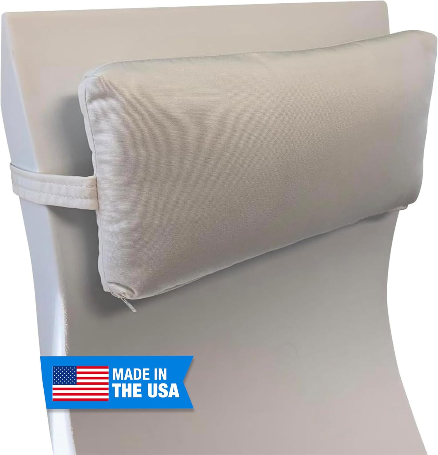 Sunbrella Natural White Outdoor Headrest Pillow for Ledge Chaises & Loungers