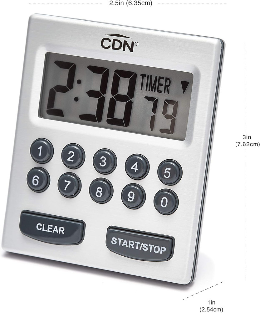 Direct Entry 2- Alarm Digital Kitchen Timer | Counts up & Down, 10 Hours by Hour