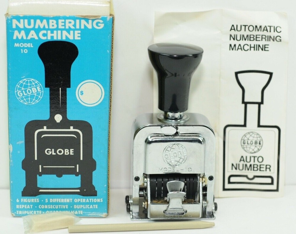 Vintage Globe Automatic Numbering Machine Model 10