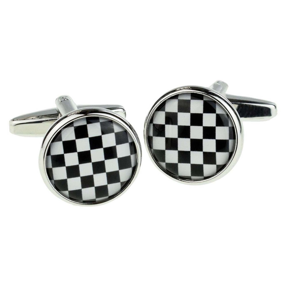 Black & White Ska Chequer Cufflinks Presented in Gift Box